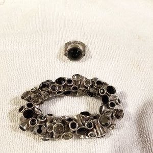 Avant Garde Paris Pewter Bracelet & Ring Set